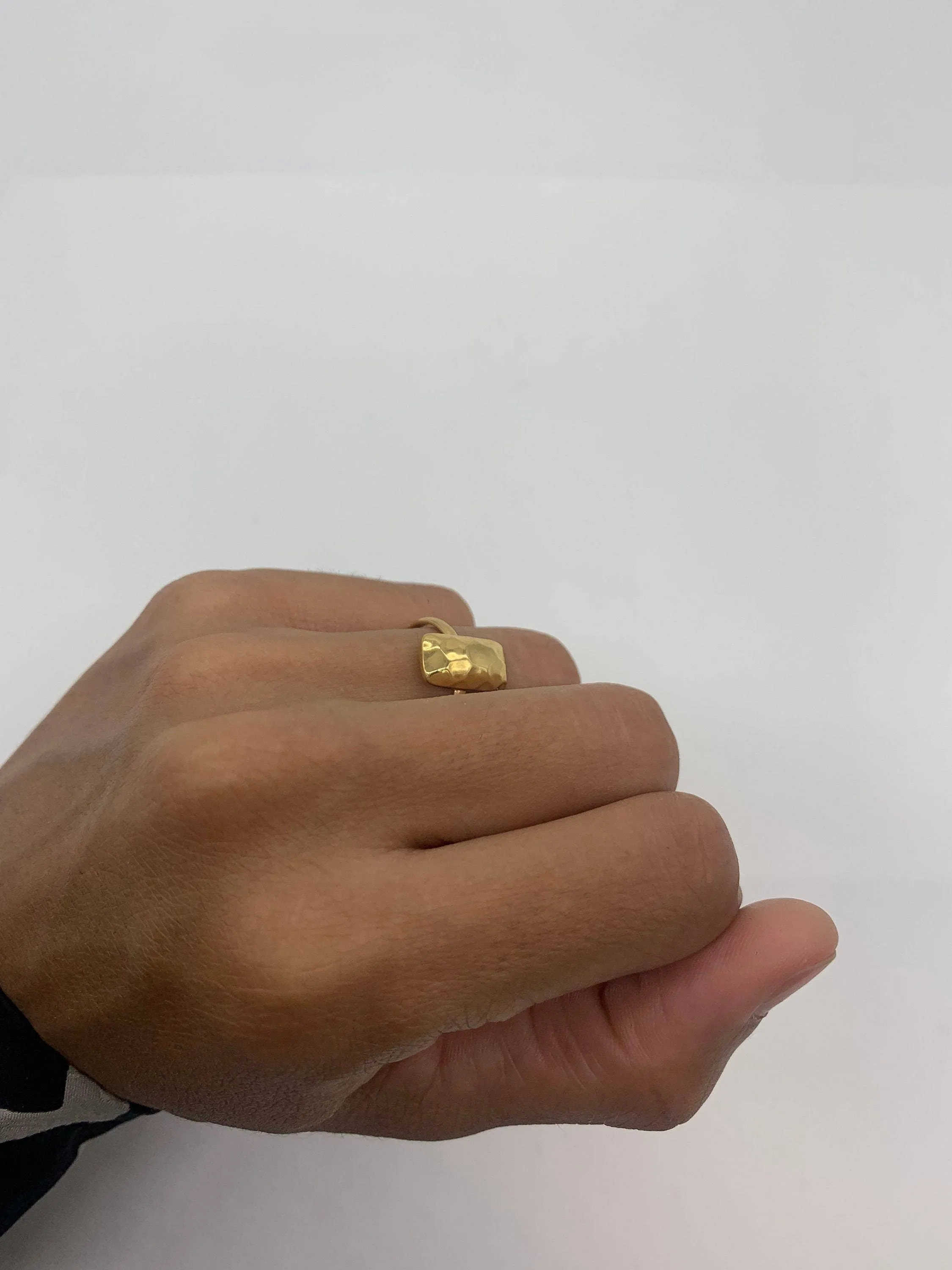 Gold Hammered Ring - Unique Textured Ring, Statement Gold Band