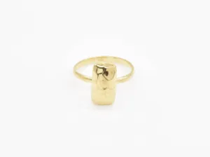 Gold Hammered Ring - Unique Textured Ring, Statement Gold Band