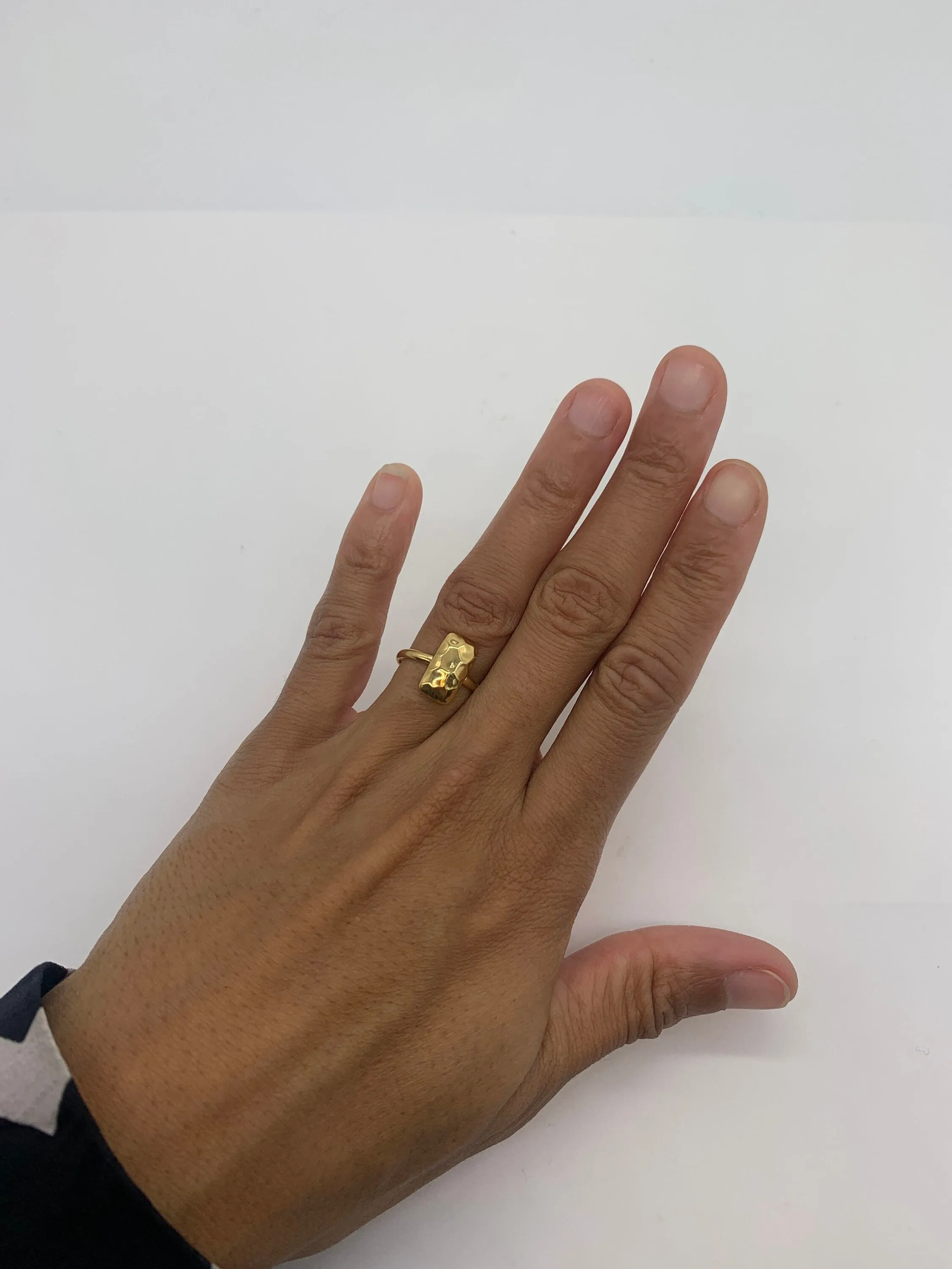 Gold Hammered Ring - Unique Textured Ring, Statement Gold Band