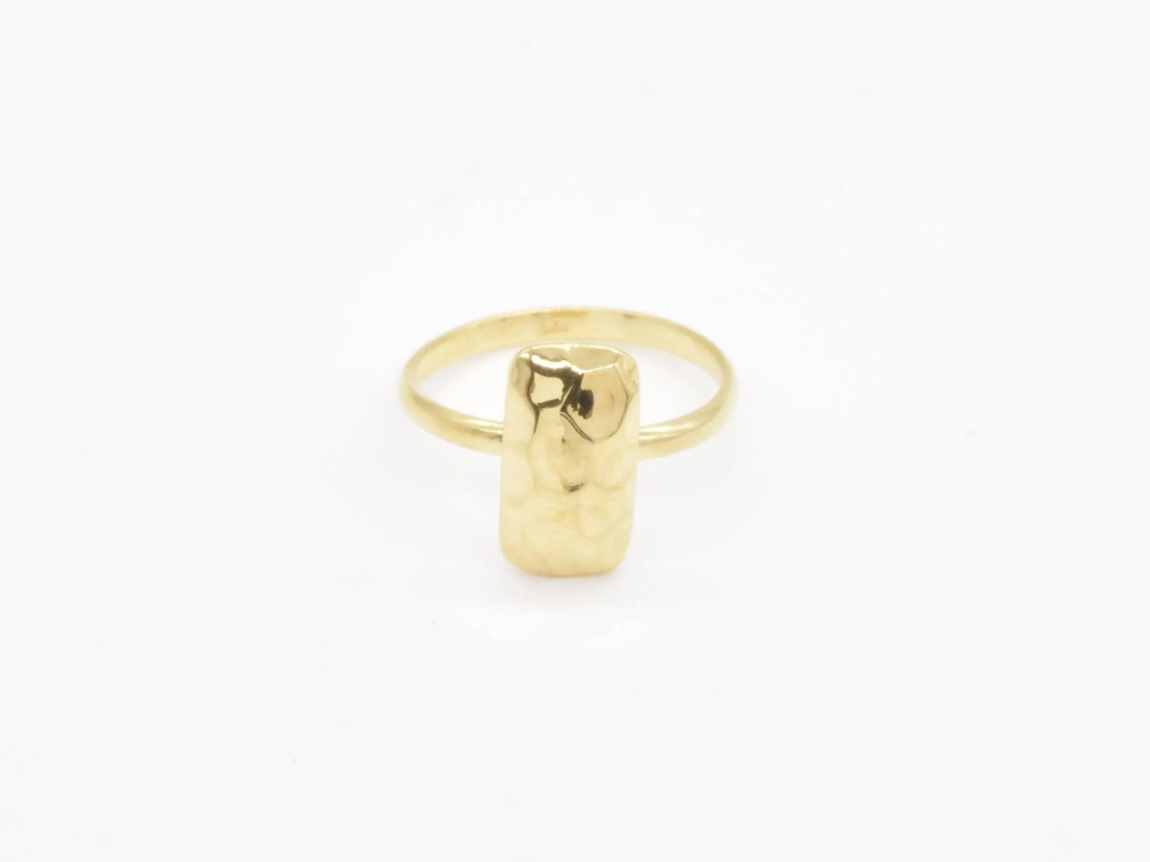 Gold Hammered Ring - Unique Textured Ring, Statement Gold Band
