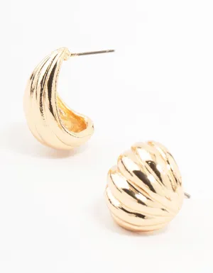 Gold Link Small Stud Earrings