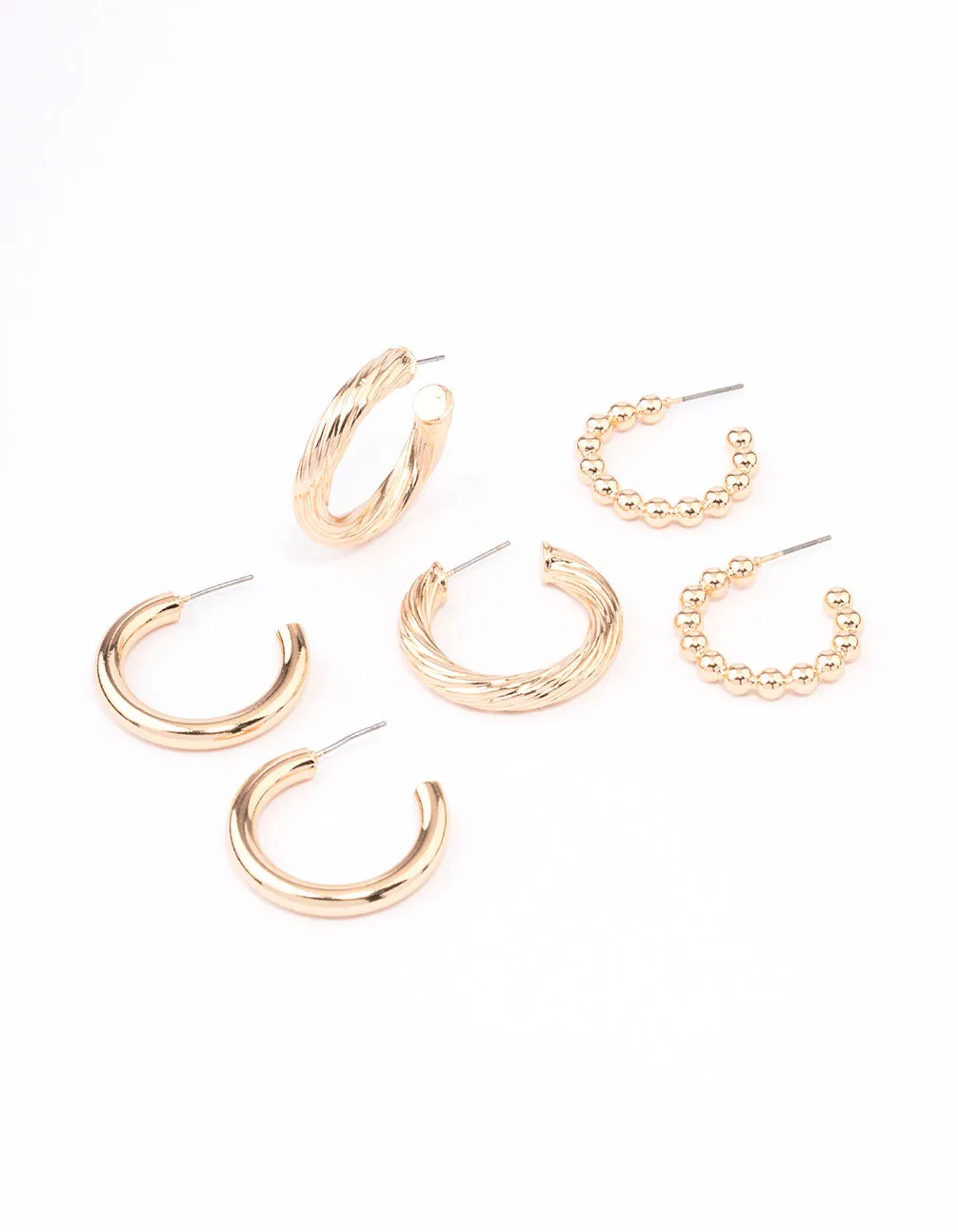 Gold Mixed Hoop Earrings Pack