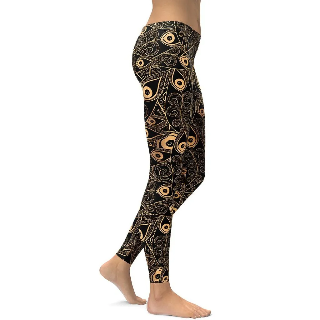 Golden Art Deco Pattern Leggings