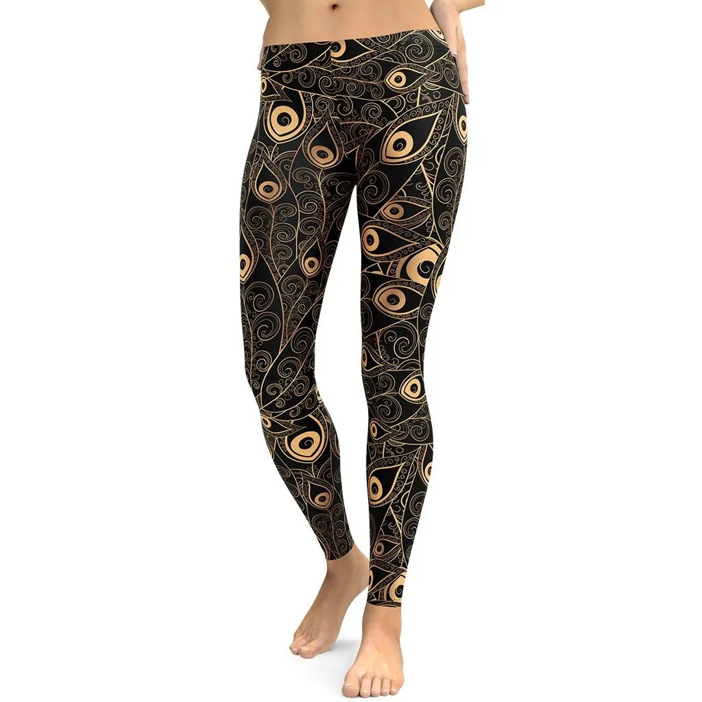 Golden Art Deco Pattern Leggings