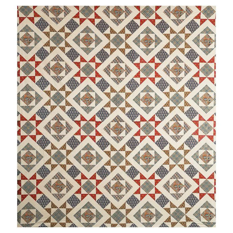 Gramio Geometric Bedsheet - Grey & Red