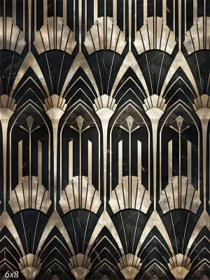 Great Gatsby Art Deco Silver and Black Prom Backdrop