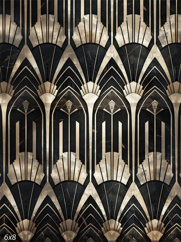 Great Gatsby Art Deco Silver and Black Prom Backdrop