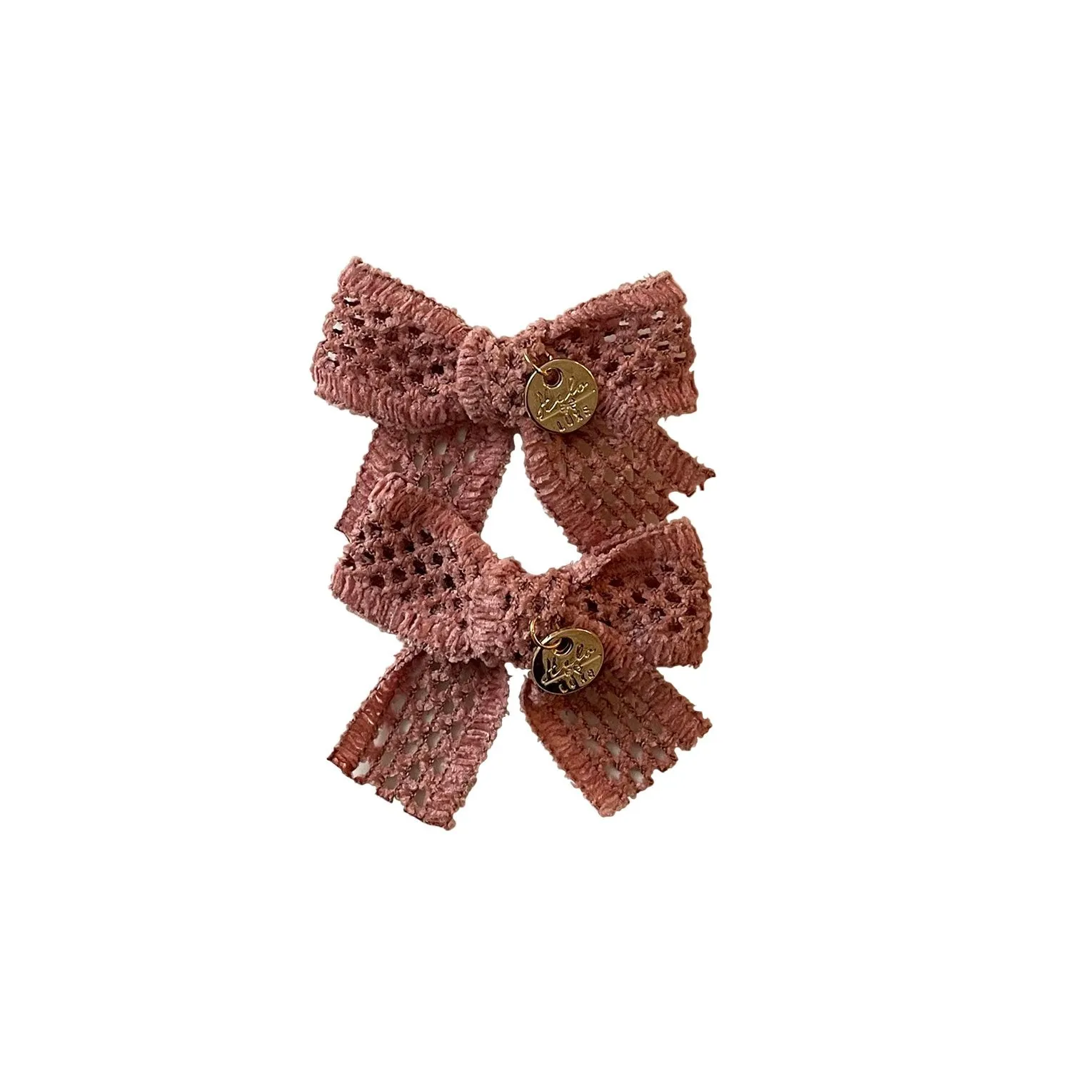 Halo Luxe Della Chenille Lace Double Bow Clip - Rose