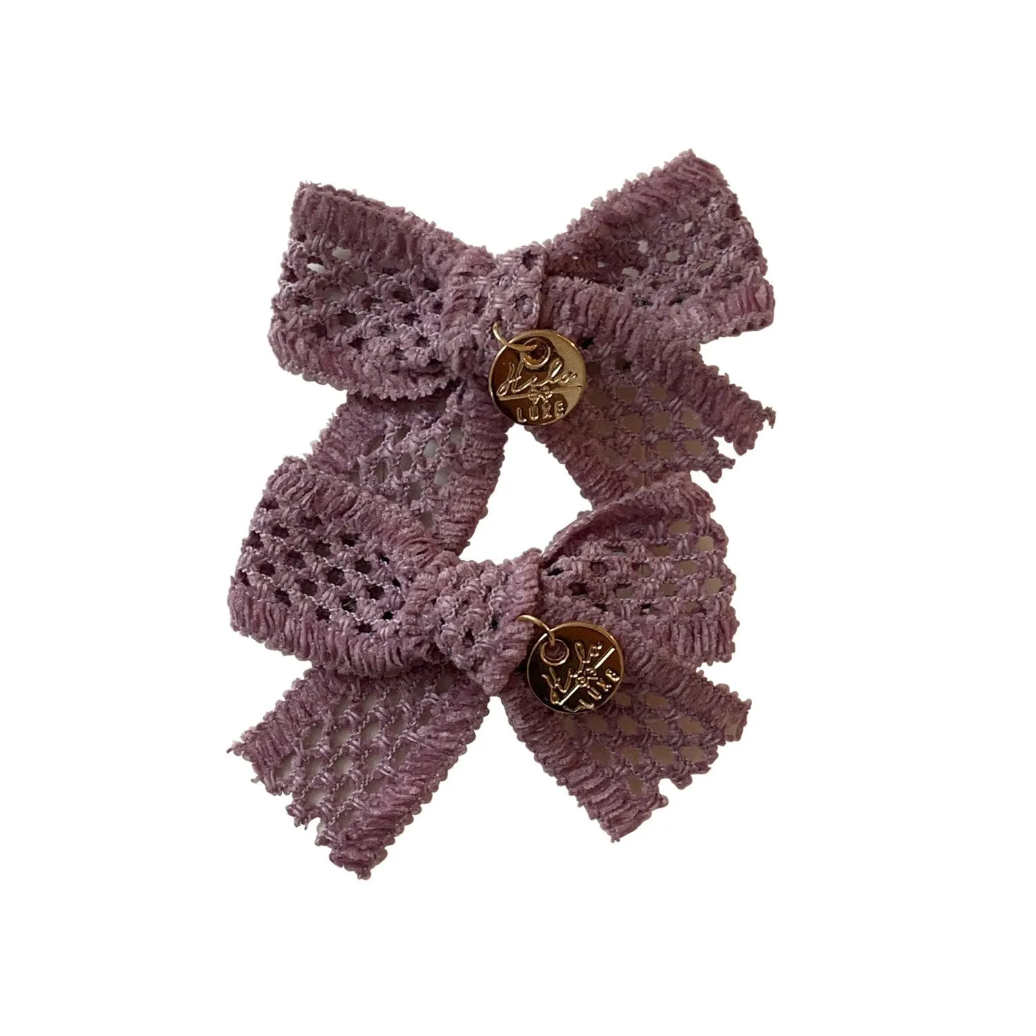 Halo Luxe Della Chenille Lace Double Bow Clip - Rose