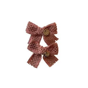 Halo Luxe Della Chenille Lace Double Bow Clip - Rose