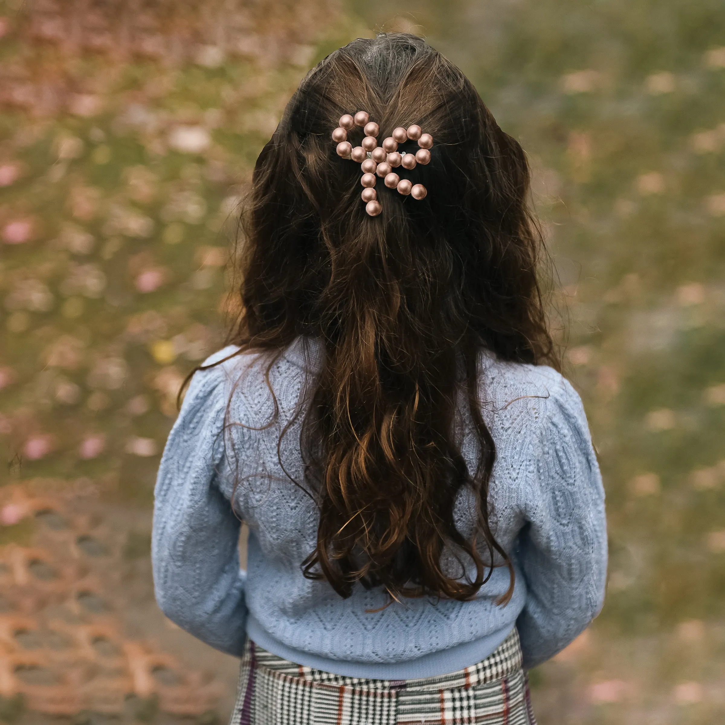 Halo Luxe Lea Pearl Beaded Bow Clip - Rose Gold