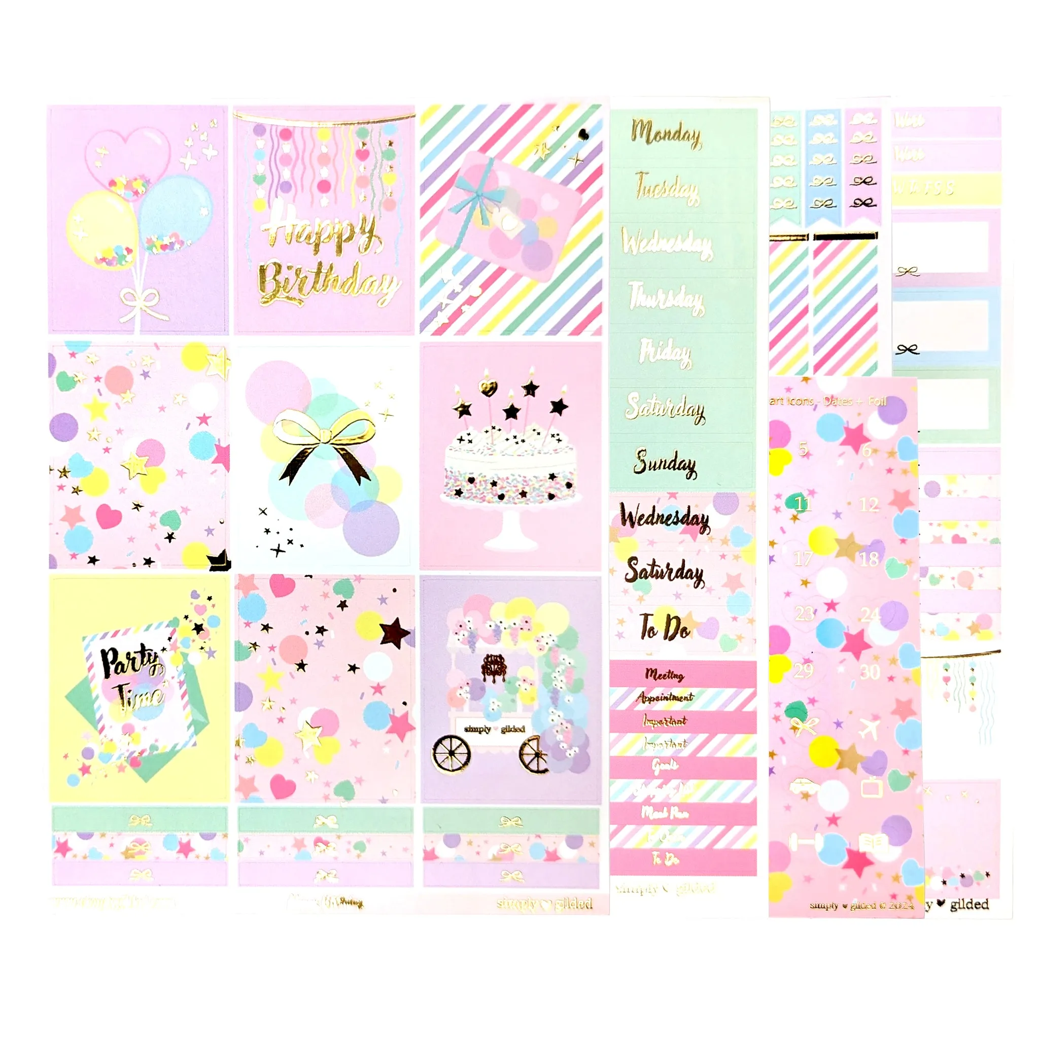 Happy Birthday 3.0 Luxe Sticker Kit   date dots (light gold foil)