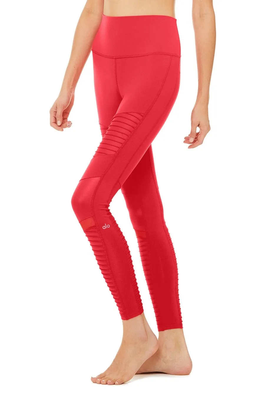 High-Waist Moto Legging - Scarlet/Scarlet Glossy