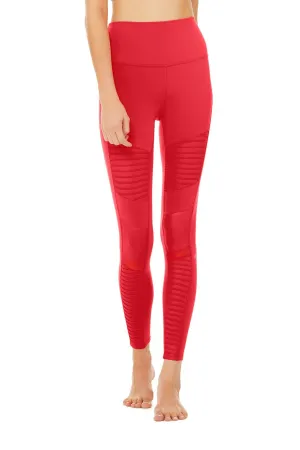 High-Waist Moto Legging - Scarlet/Scarlet Glossy