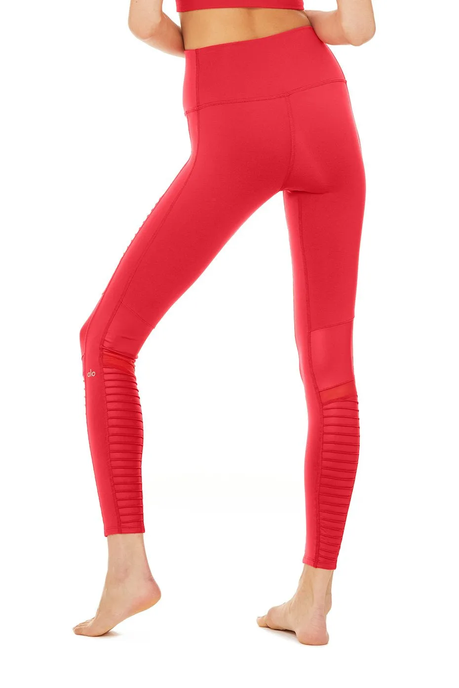 High-Waist Moto Legging - Scarlet/Scarlet Glossy