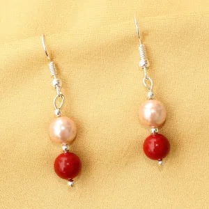 Imeora Red Cream 8mm Shell Pearl Earrings