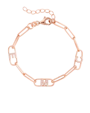 Initials Link Bracelet - 18K Rose Vermeil