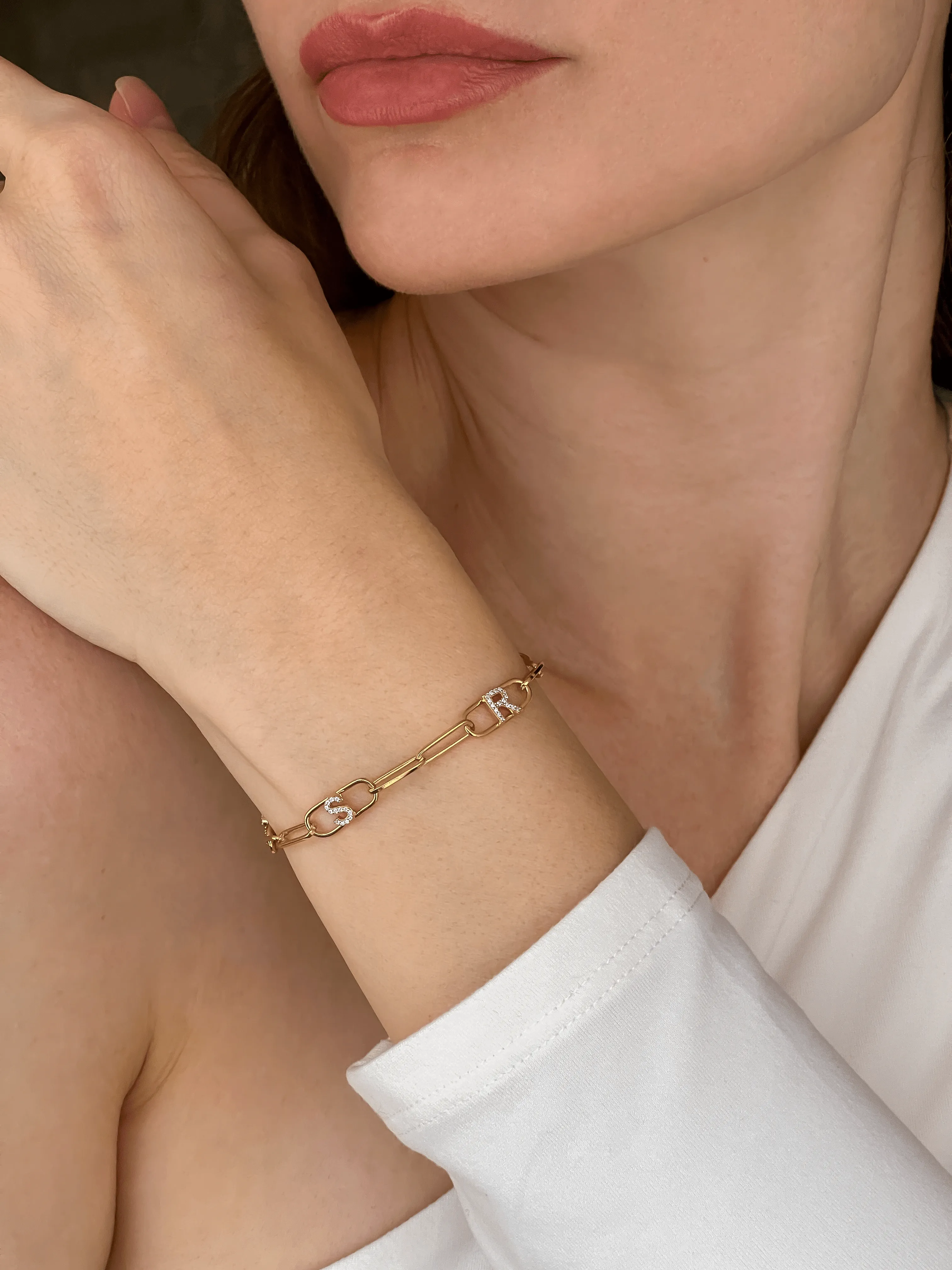 Initials Link Bracelet - 925 Sterling Silver