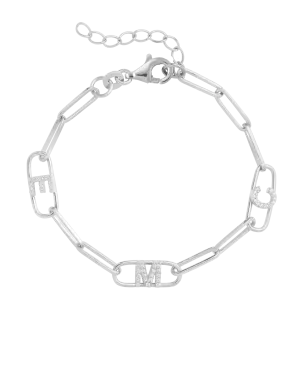 Initials Link Bracelet - 925 Sterling Silver
