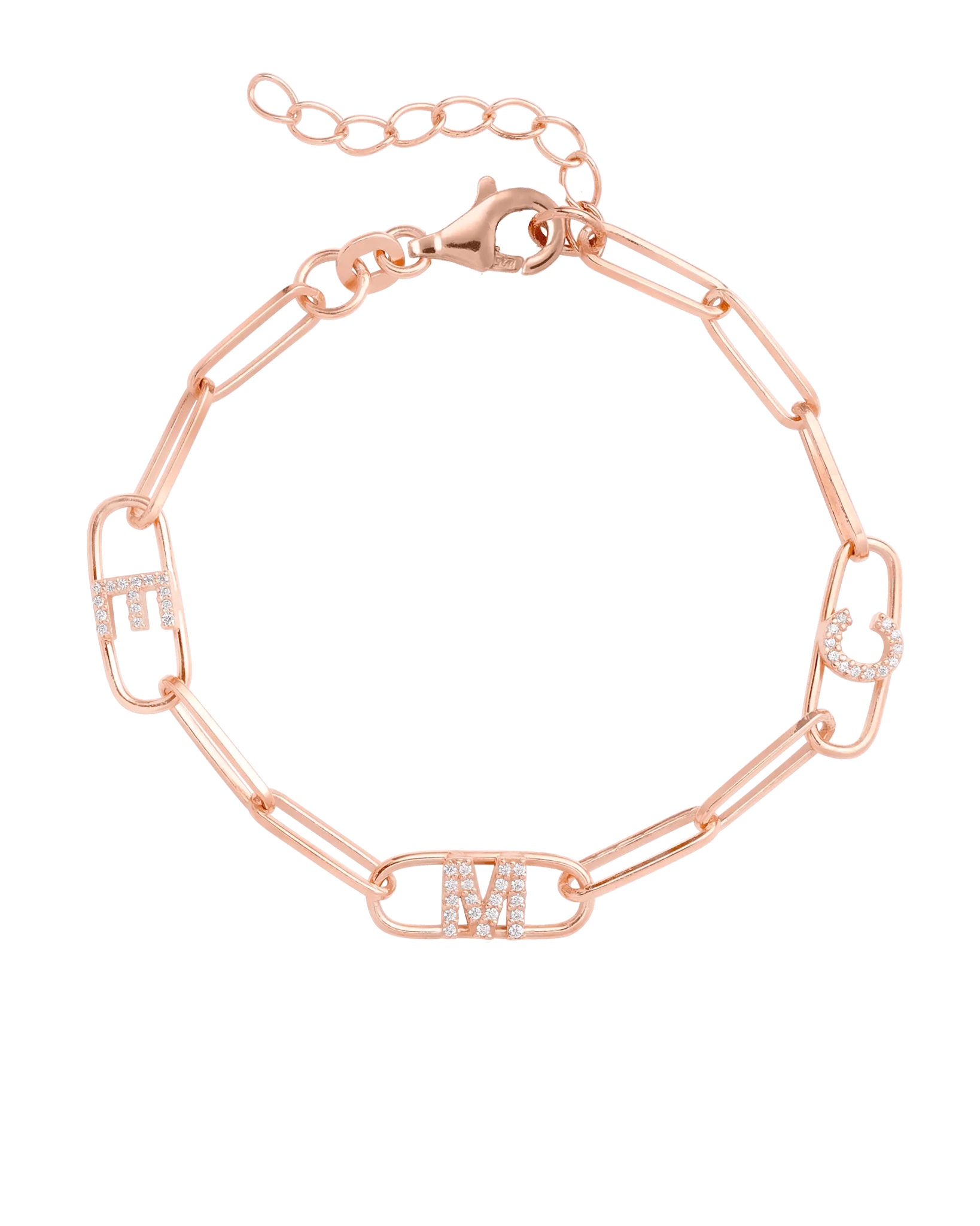 Initials Link Bracelet - 925 Sterling Silver