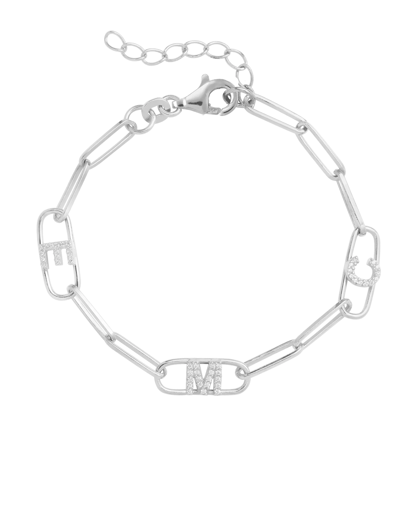 Initials Link Bracelet - 925 Sterling Silver
