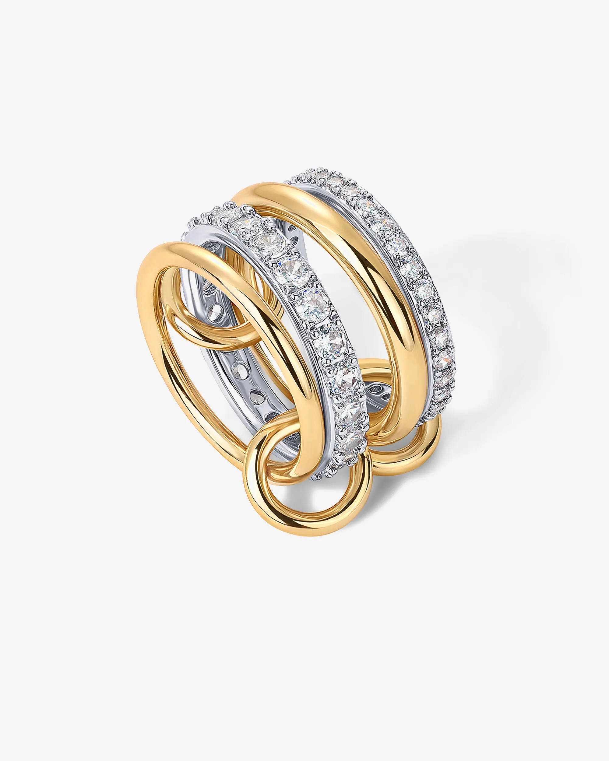 Interlocked Mixed-Metal Shine Ring