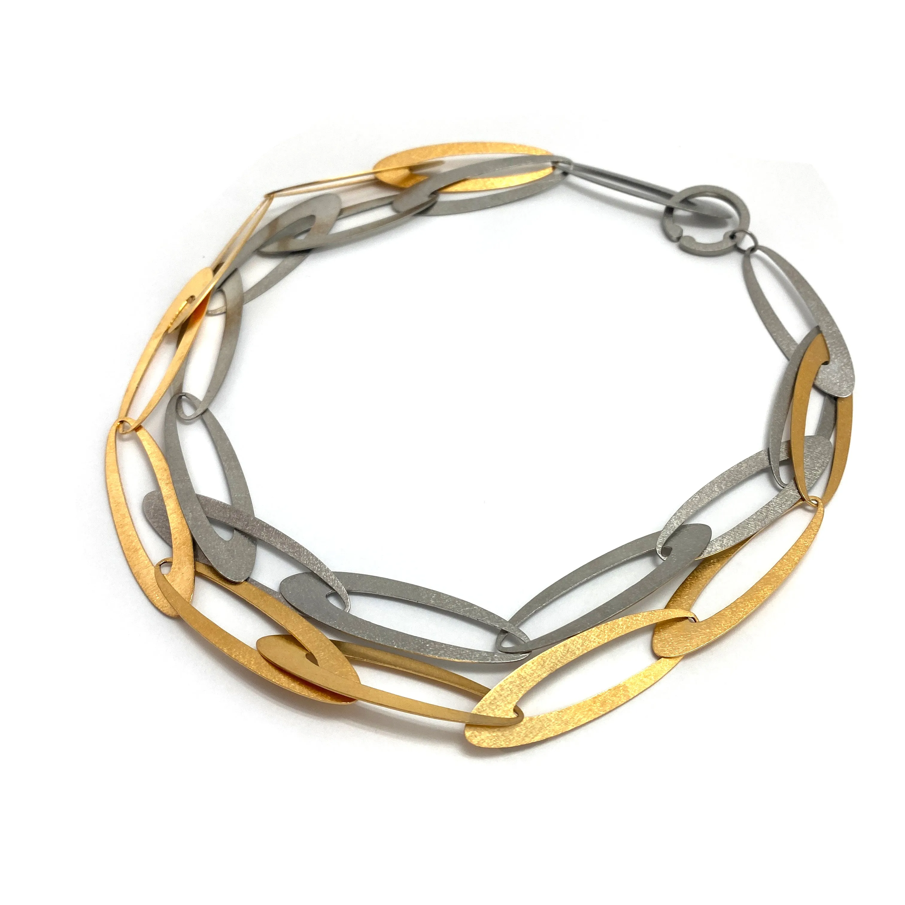 Interlocking Steel and Gold Necklace