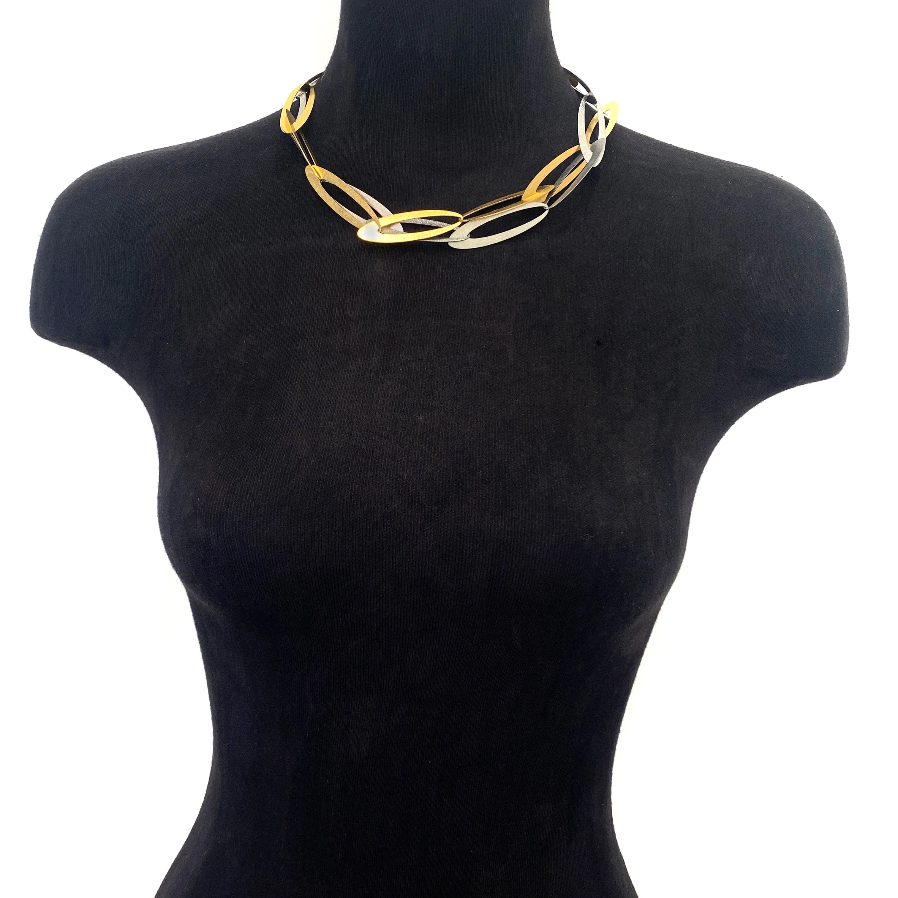 Interlocking Steel and Gold Necklace