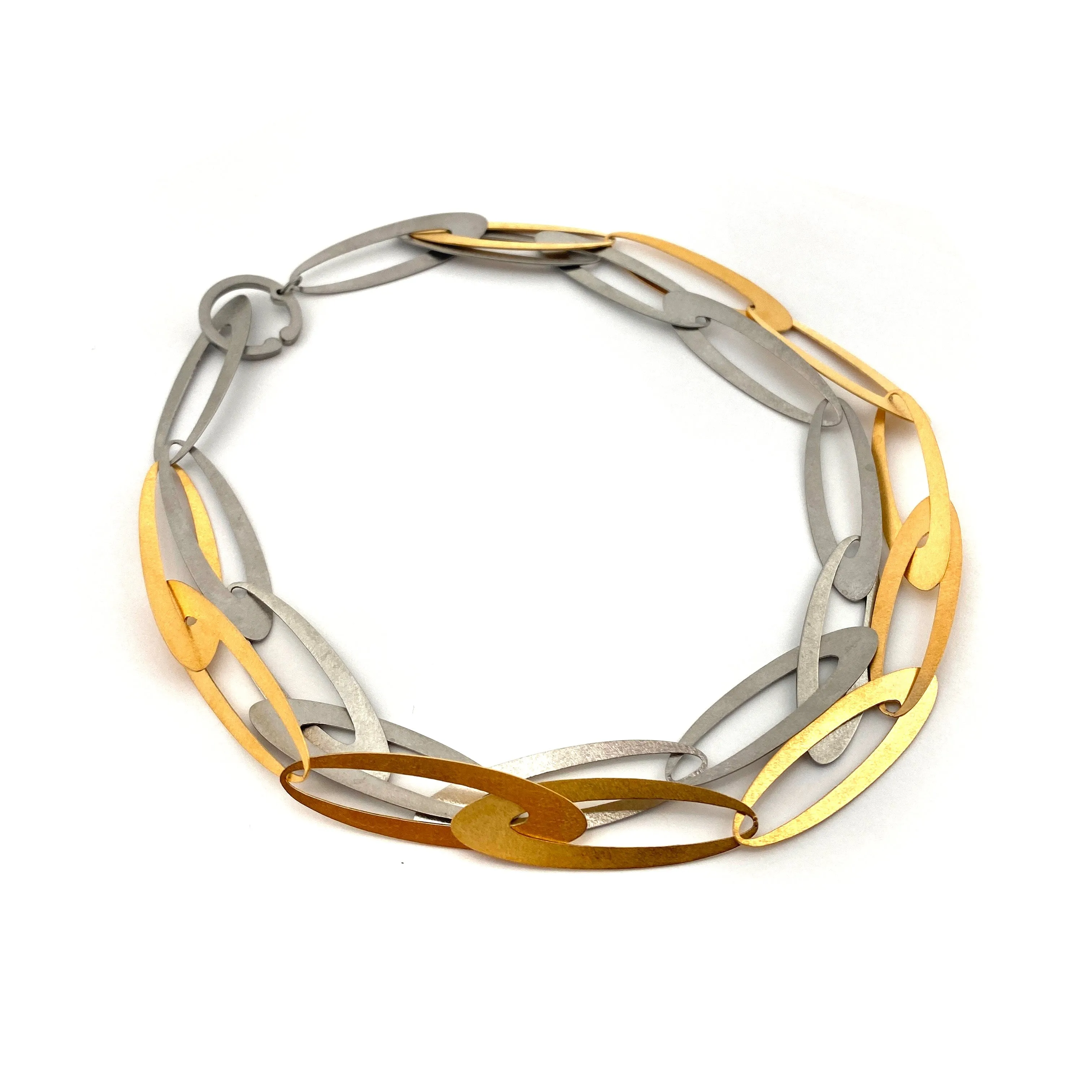 Interlocking Steel and Gold Necklace