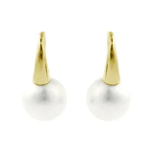 KARINA WHITE PEARL HOOK EARRINGS GOLD