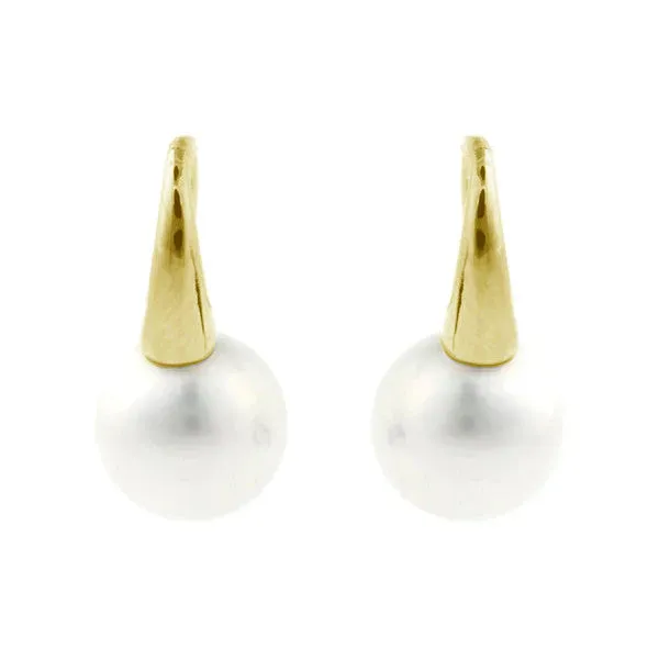KARINA WHITE PEARL HOOK EARRINGS GOLD