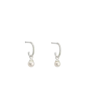 Kirstin Ash Tiny Pearl Hoops- Silver