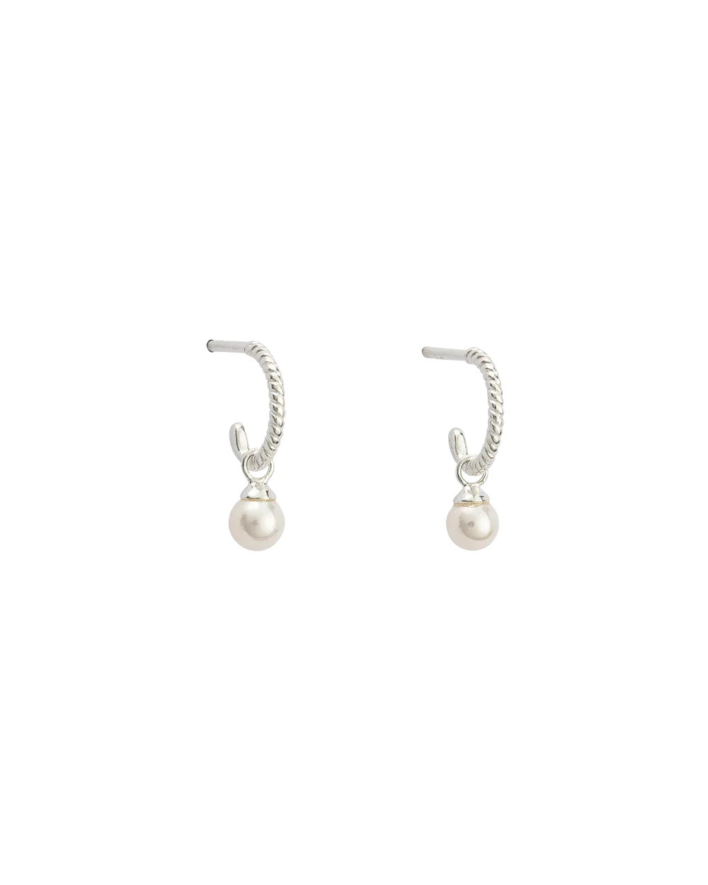 Kirstin Ash Tiny Pearl Hoops- Silver