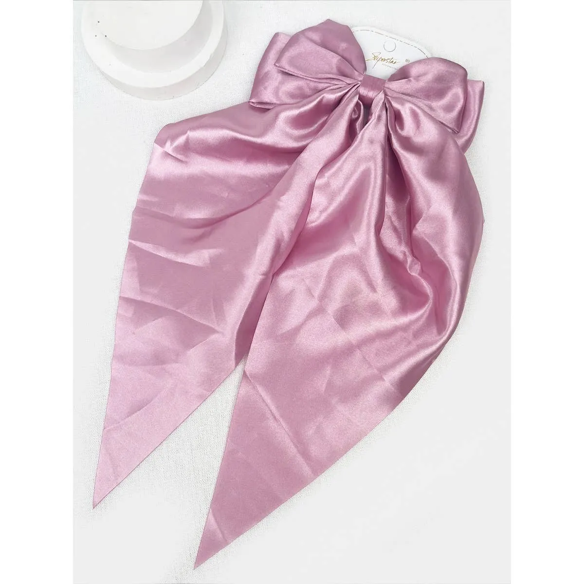 Mauve Satin Oversized French Bow