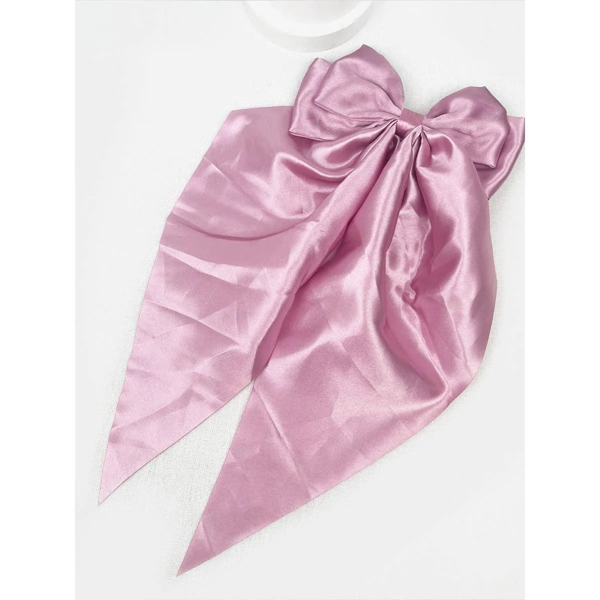 Mauve Satin Oversized French Bow