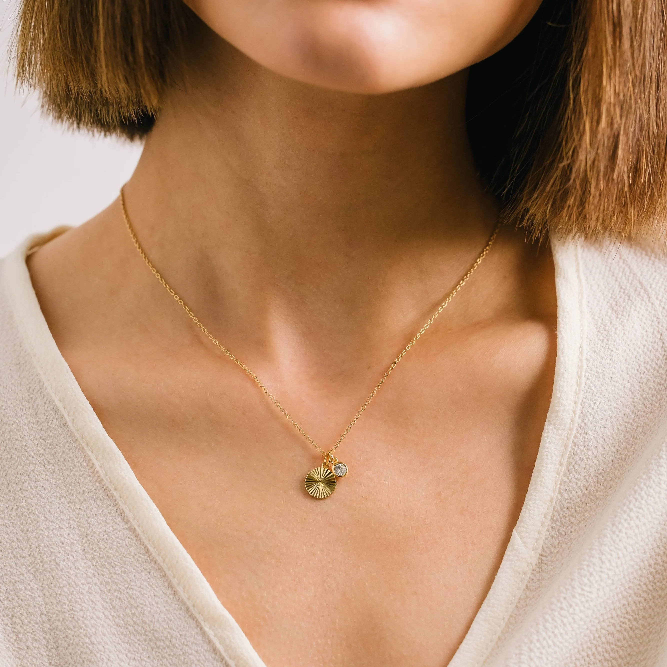 May Birthstone Fluted Necklace