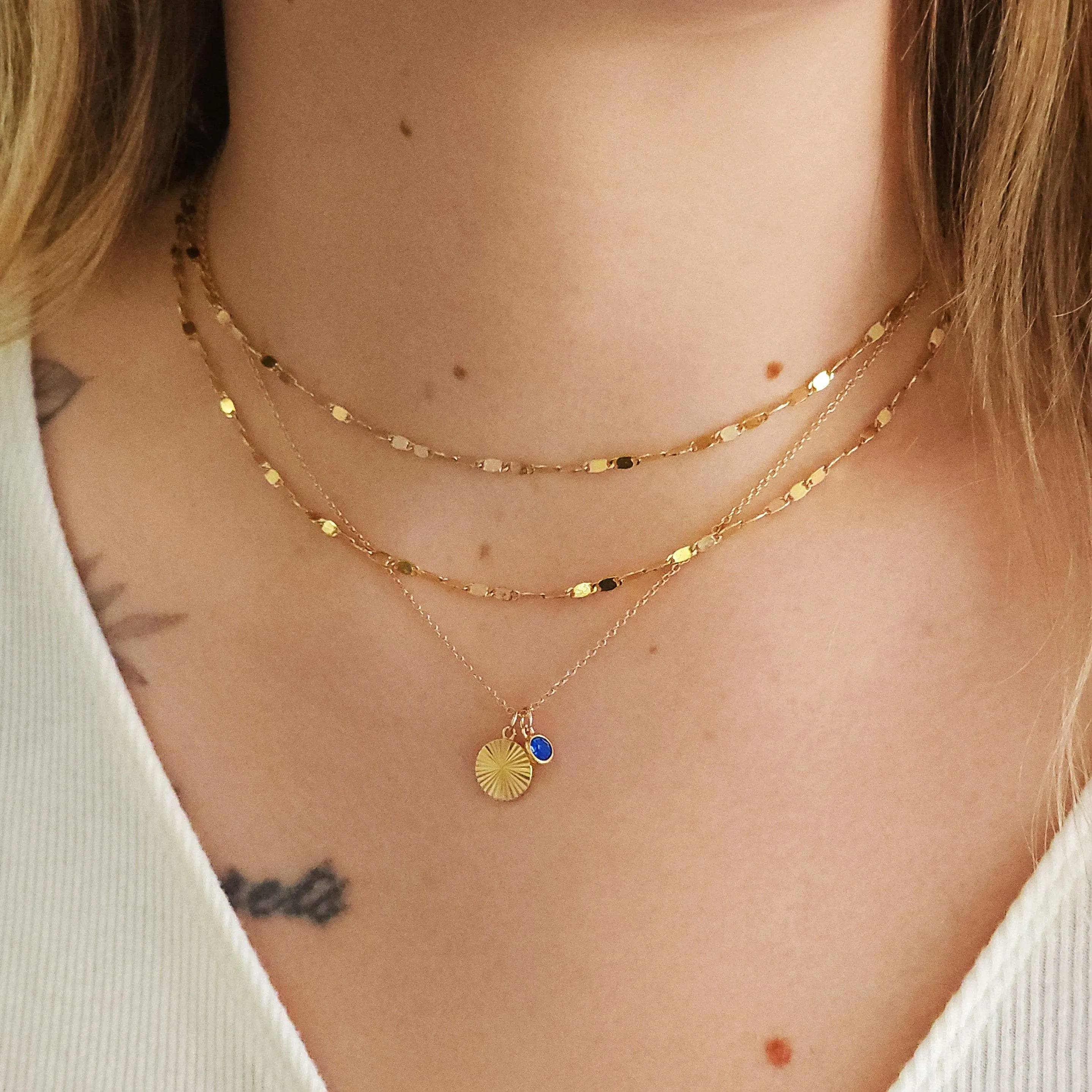 May Birthstone Fluted Necklace