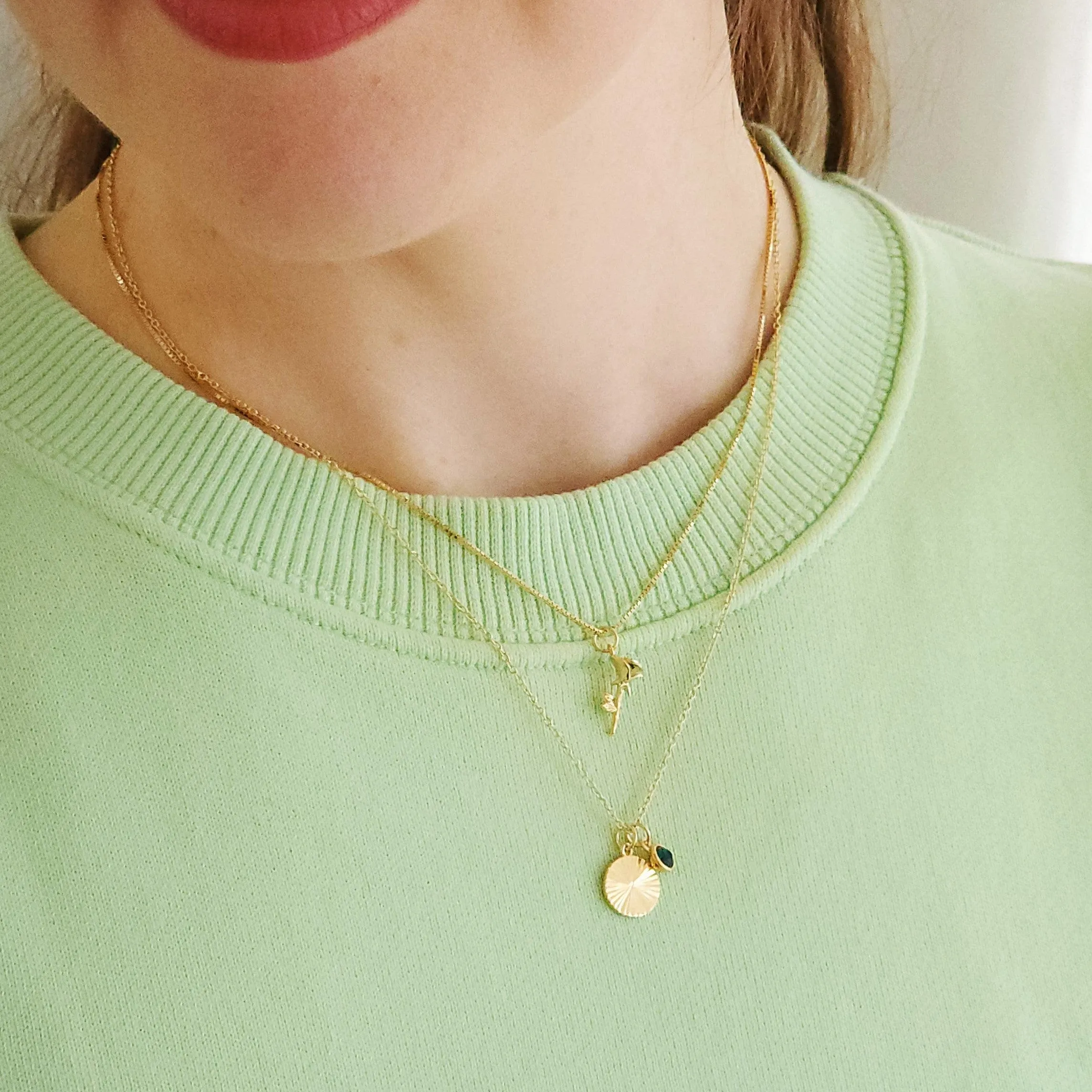May Birthstone Fluted Necklace
