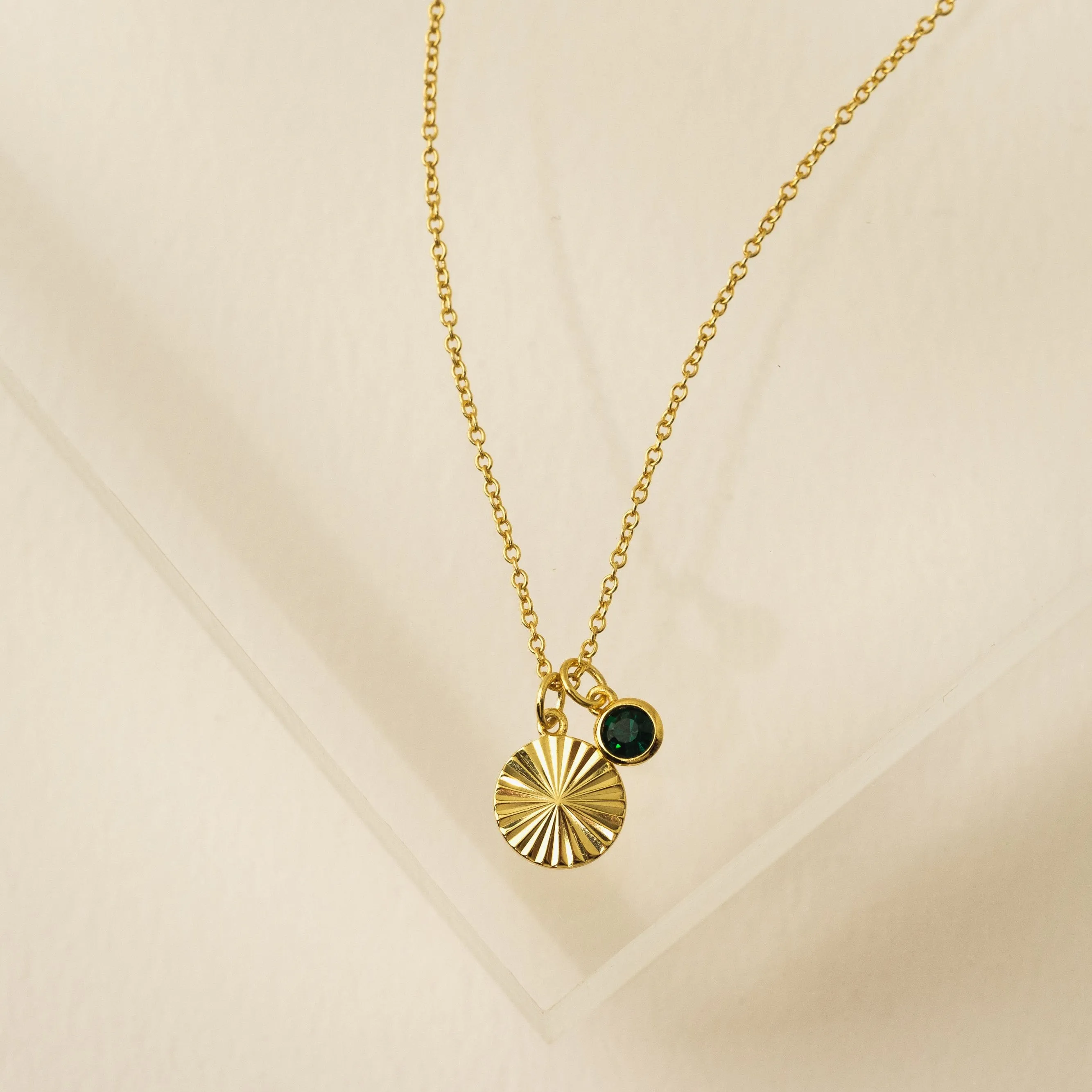 May Birthstone Fluted Necklace