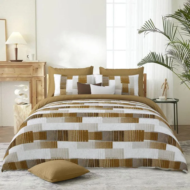 Mihir Striped Bedsheet - Brown & White