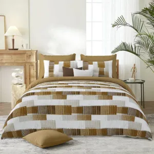 Mihir Striped Bedsheet - Brown & White