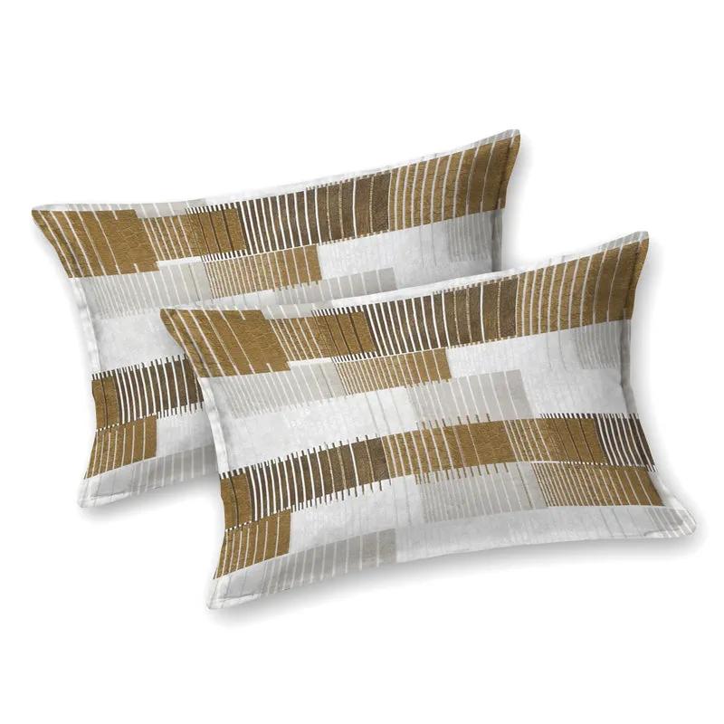 Mihir Striped Bedsheet - Brown & White