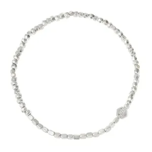 Mini Metal Mixed Beads Stacking Bracelet in Silver