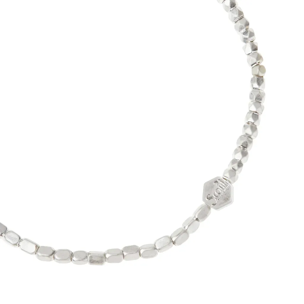 Mini Metal Mixed Beads Stacking Bracelet in Silver