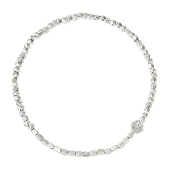 Mini Metal Mixed Beads Stacking Bracelet in Silver