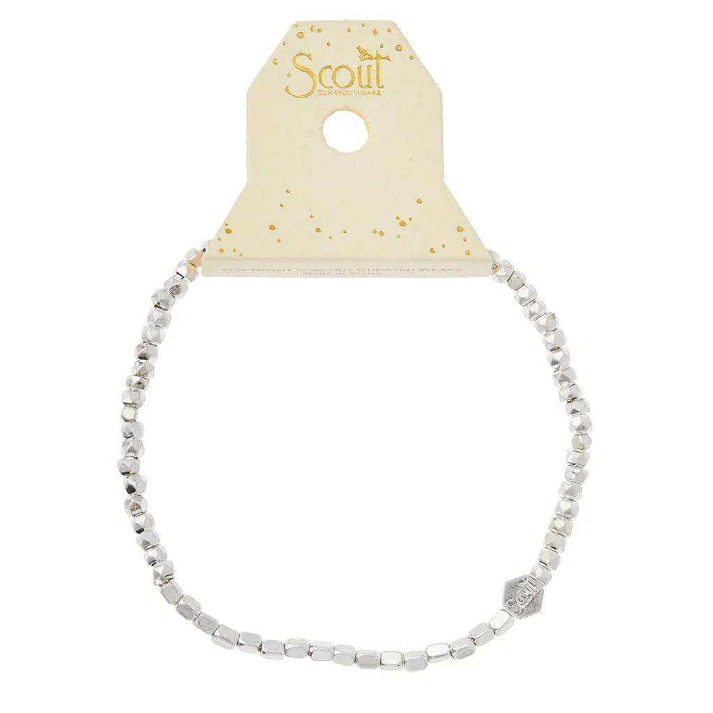 Mini Metal Mixed Beads Stacking Bracelet in Silver