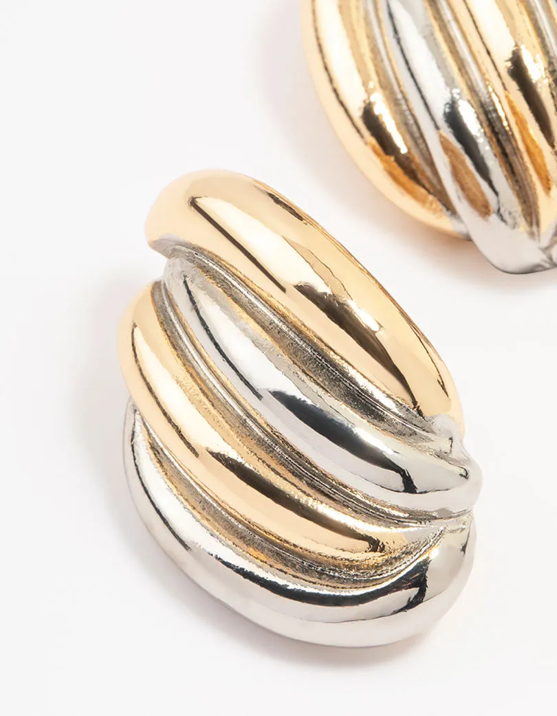 Mixed Metals Large Wrapped Stud Earrings