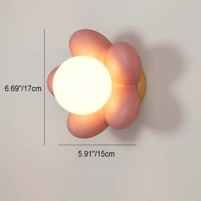 Modern Art Deco Flower Design Wood Resin 1-Light Wall Sconce Lamp For Living Room