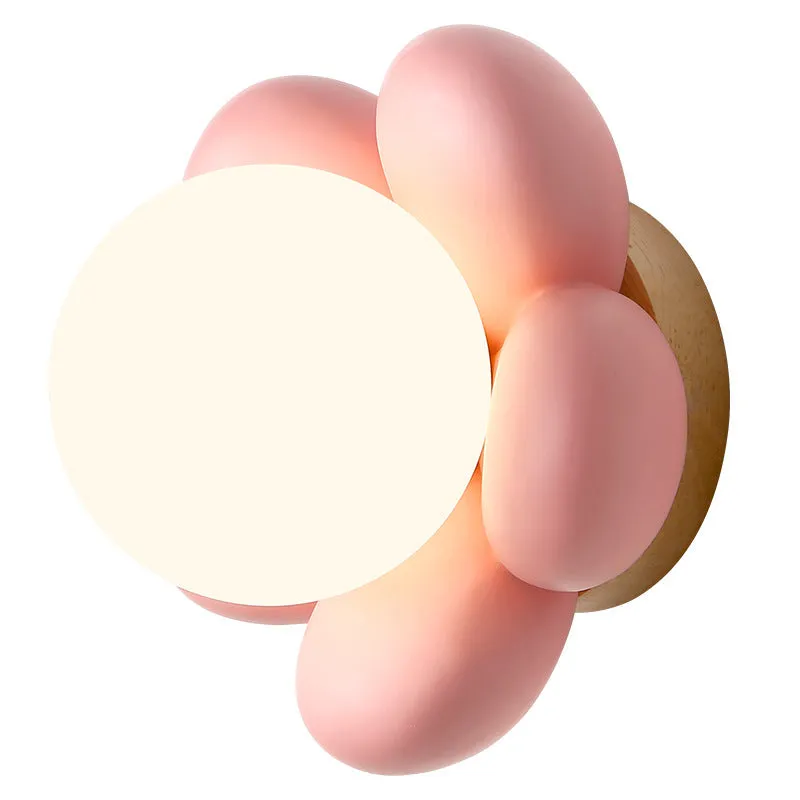 Modern Art Deco Flower Design Wood Resin 1-Light Wall Sconce Lamp For Living Room