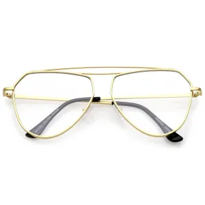 Modern Geometric Laser Cut Penta Clear Flat Lens Glasses A954